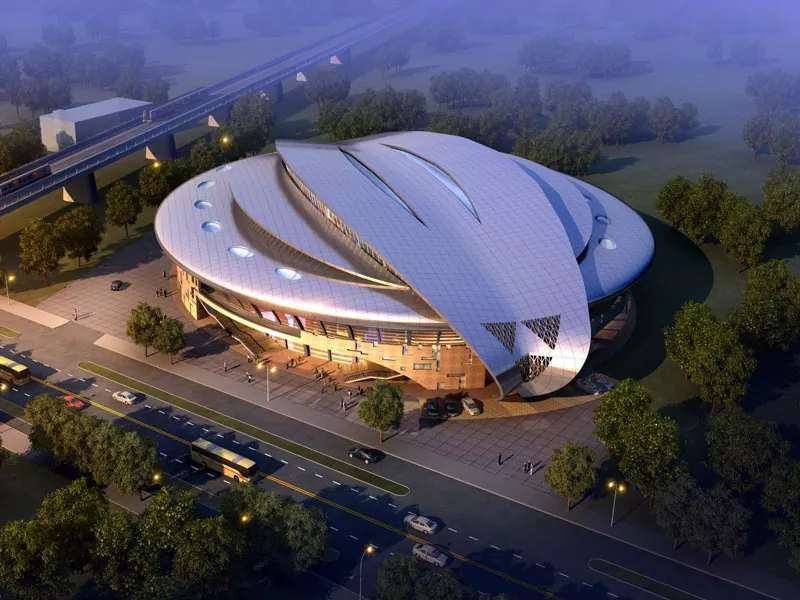 Construcción del estadio prefabricado con estructura de acero