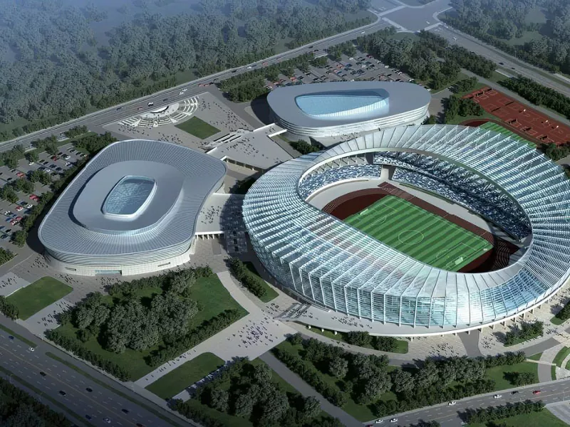 Estructura de acero para el complejo del centro deportivo